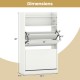 Shoe storage cabinet dimensions with adjustable shelves and two flip drawers, ideal for entryway or hallway use.