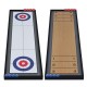 2-sided tabletop shuffleboard and curling game with vibrant scoring patterns and 8 rolling pucks for family fun.