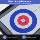 Ultra-smooth playing surface of the 2-in-1 shuffleboard and curling game, featuring vibrant scoring patterns.