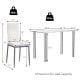 Dimensions and load capacity of the 5 pieces dining set with 4 PVC leather chairs and tempered glass table.