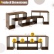 L-shaped and rectangular shelves of the brown console TV stand, designed for TVs up to 65 inches, with spacious storage.
