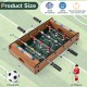 Mini foosball table with 12 players and 2 footballs, featuring textured hand grips for comfortable play and easy.