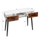 42-inch industrial console table with two drawers, MDF and metal construction, ideal for entryway or hallway storage.