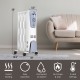 1500W oil-filled radiator with thermostat, featuring 3 heat settings and 4 wheels for easy mobility in any room.