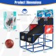 Kids arcade basketball game set dimensions with sturdy PVC tubes, includes 4 basketballs and pump for indoor/outdoor.