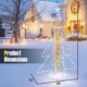 5 ft animated Christmas tree with warm and cold LED lights, featuring a star top and sturdy metal base for outdoor use.