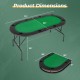 Dimensions of the 8 Players Texas Holdem Foldable Poker Table with green felt surface, showing folded and unfolded.