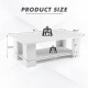 Dimensions of the large 36-inch wooden coffee table with storage shelf, showcasing its modern design and stability.