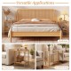 Natural bamboo side table set of 2 with 2-tier storage shelves, ideal for living room or bedroom use.