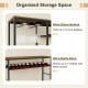 Sideboard buffet cabinet with wine glass holders and bottle rack, storing up to 6 glasses and 7 bottles for organized.