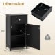 Single Door Bathroom Cabinet in black with adjustable shelf, drawer, and dimensions for versatile storage solutions.