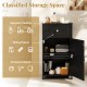 Single door bathroom cabinet in black with adjustable shelf, sliding drawer, and enclosed storage for versatile.