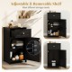Single door bathroom cabinet in black with adjustable shelf and drawer, ideal for versatile storage solutions.