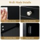 Close-up of the black single door bathroom cabinet showcasing easy-to-clean surface, metal knobs, and smooth drawer.