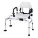 Sliding shower chair with backrest and swivel seat, adjustable height, and rustproof aluminum frame for seniors and.