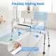 Sliding tub transfer bench with adjustable height, detachable armrests, and anti-slip foot pads for safe bathing.