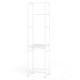Slim freestanding coat rack with 8 hanging rods and 10 detachable pants hangers for efficient clothing organization.