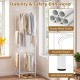 Freestanding slim coat rack with 8 hanging rods and non-slip foot pads, ideal for organizing clothing in small spaces.