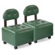Green small rolling footrest stool showcasing a faux leather surface and sturdy support rods, perfect for easy mobility.
