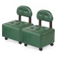 Green small rolling footrest stools set of 2 with supportive backrests and lockable wheels for versatile use.