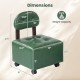 Green small rolling footrest stool with supportive backrest, lockable wheels, and compact design for versatile use.
