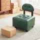 Green small rolling footrest stool with supportive backrest and lockable wheels, ideal for living rooms or bedrooms.