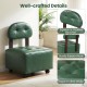 Green small rolling footrest stool with ergonomic padded backrest and sturdy support rods, perfect for living rooms or.