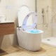 Smart toilet with built-in bidet, heated seat, and remote control, featuring ADA height for ergonomic comfort.