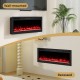 Wall-mounted and recessed views of the Smart WiFi Electric Fireplace, featuring 12 flame colors and 750W/1500W heating.