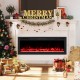 Wall-mounted 50-inch Smart WiFi Electric Fireplace with 12 flame colors, 750W/1500W heating, perfect for cozy holiday.