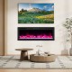 Wall-mounted Smart WiFi Electric Fireplace with 12 flame colors, 750W/1500W heating for cozy living spaces.