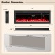 Dimensions of the Smart WiFi Electric Fireplace, 50-inch wall-mounted heater with 750W/1500W options for 400 sq.ft.