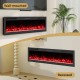 Wall-mounted and recessed 68-inch Smart WiFi electric fireplace with customizable flame colors and 750W/1500W heating.