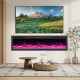 Wall-mounted Smart WiFi Electric Fireplace with 12 flame colors, 750W/1500W heating, and sleek design for cozy ambiance.