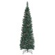 Slim 5 ft snowy artificial pencil Christmas tree with pine cones, perfect for festive indoor decoration and.