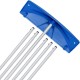 Snow roof rake with a 24-inch wide blade and adjustable length, designed for efficient snow removal on roofs.