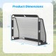 Product dimensions of the 6 ft x 4 ft soccer goal set with a sturdy metal frame and net for backyard training.