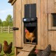 Solar powered automatic chicken coop door with anti-pinch function, clear display, and durable ABS housing for poultry safety.