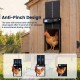 Solar powered automatic chicken coop door with anti-pinch design, featuring a clear display and durable ABS housing.