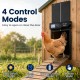 Solar powered automatic chicken coop door with anti-pinch function and clear display for easy operation and reliable performance.