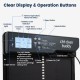 Solar powered automatic chicken coop door with clear display, operation buttons, and anti-pinch function for poultry safety.