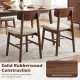 Set of two solid rubberwood dining chairs with curved backrest, featuring natural wood grain and breathable linen.