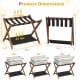 Solid rubberwood folding luggage rack set of 2 with nylon shelves, featuring a compact design for easy storage.