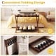 Solid rubberwood folding luggage rack with nylon shelves, featuring a compact design for easy storage and ample support.