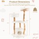 Solid wood cat tower with a top cattail basket, featuring plush cushions and jute scratching posts for indoor cats.