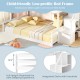 Solid wood twin over full low bunk bed with integrated stairs and guardrails, ideal for kids' rooms and safe sleeping.