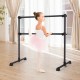 Freestanding ballet barre in black, adjustable height for dancing and stretching, suitable for home or studio use.