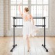 Freestanding black ballet barre for dancing and stretching, adjustable height from 7" to 46", ideal for home or studio.