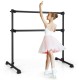 Freestanding ballet barre in black, adjustable height for dancing and stretching, supports up to 220 lbs, ideal for.