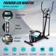 Magnetic elliptical machine with LCD monitor, pulse sensor, and adjustable resistance for quiet home workouts.
